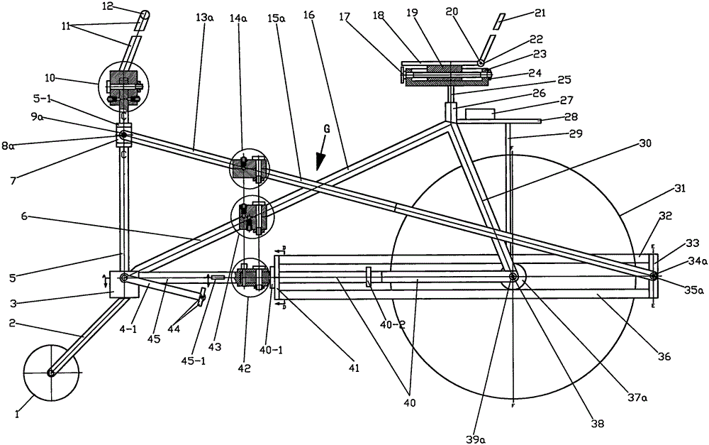 折叠式直线驱转自行车的制作方法附图