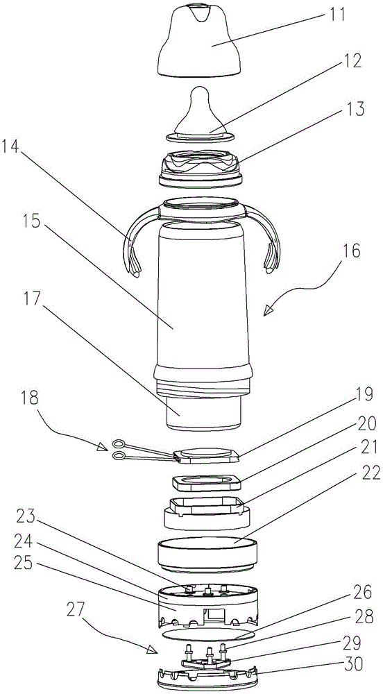一种电子消毒保温奶瓶的制作方法附图