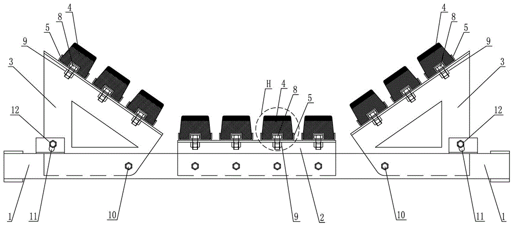 槽形皮带输送机缓冲床的制作方法附图