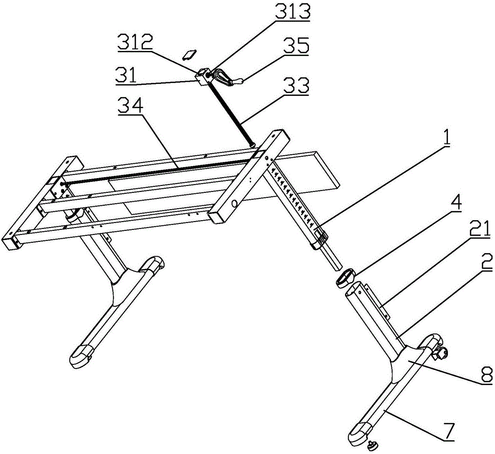 一种可升降的桌腿及具有该桌腿的学习桌的制作方法附图
