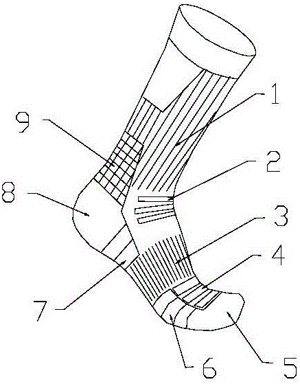 具有跟腱保护和增强脚底稳定性功能的冰上运动袜的制作方法附图