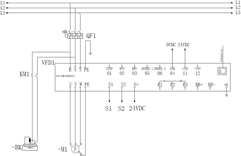 变频器用于水平运动设备的电路结构的制作方法附图