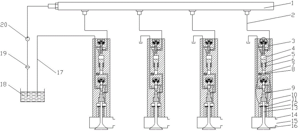 双电磁液压驱动增压式配气系统的制作方法附图