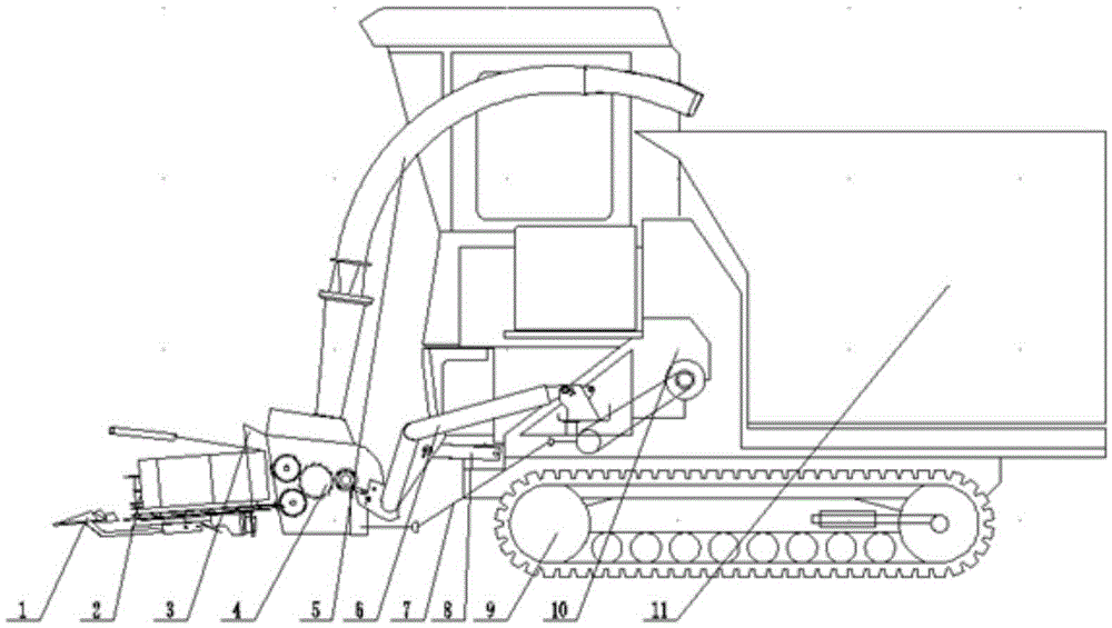 一种履带式带自动粮仓的青饲收获机的制作方法附图