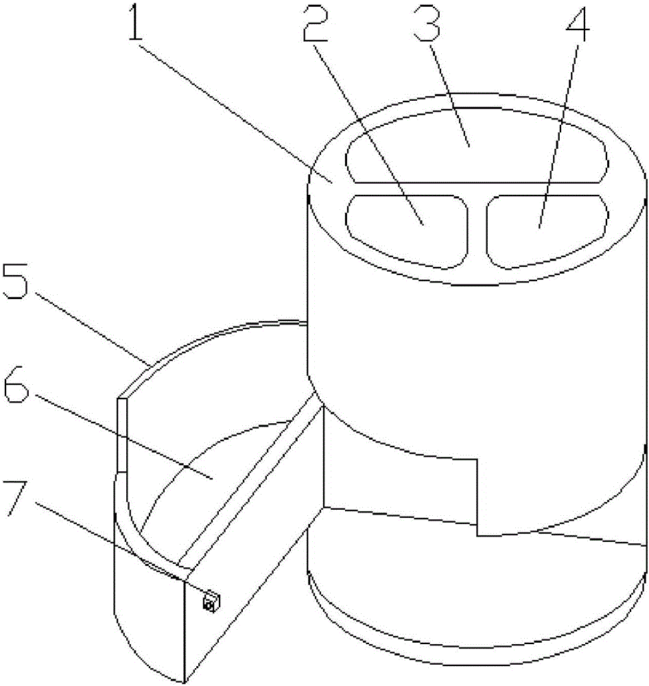 筒体内的第一笔筒凹槽,第二笔筒凹槽和第三笔筒凹槽的设计,可将长短不
