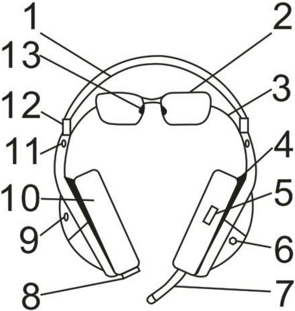 附带防蓝光眼镜的夹戴式耳机的制作方法附图