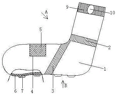 一种防卷边的护踝功能运动袜的制作方法附图