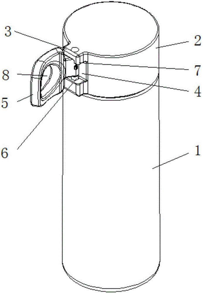 一种带有单侧旋转开合提手的杯子的制作方法附图