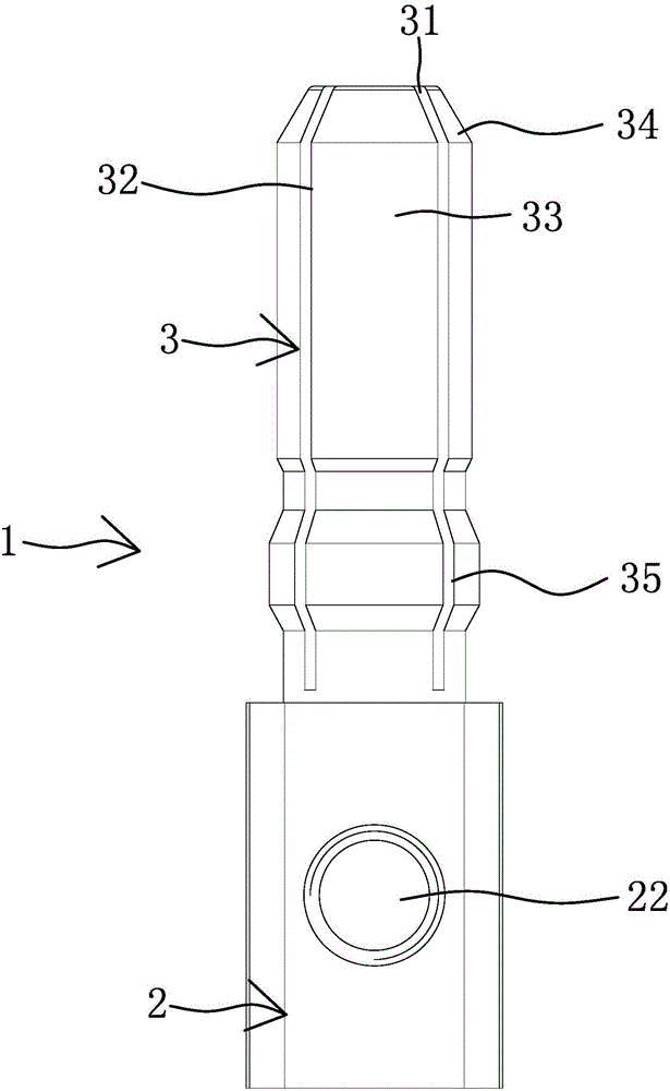 电能表表箱插接座的嵌弹性体开槽插接棒的制作方法附图